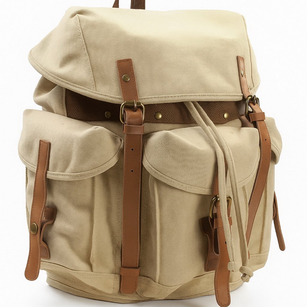 Classic Medium 16 In Stylish Cotton Canvas Backpack C02.Kk